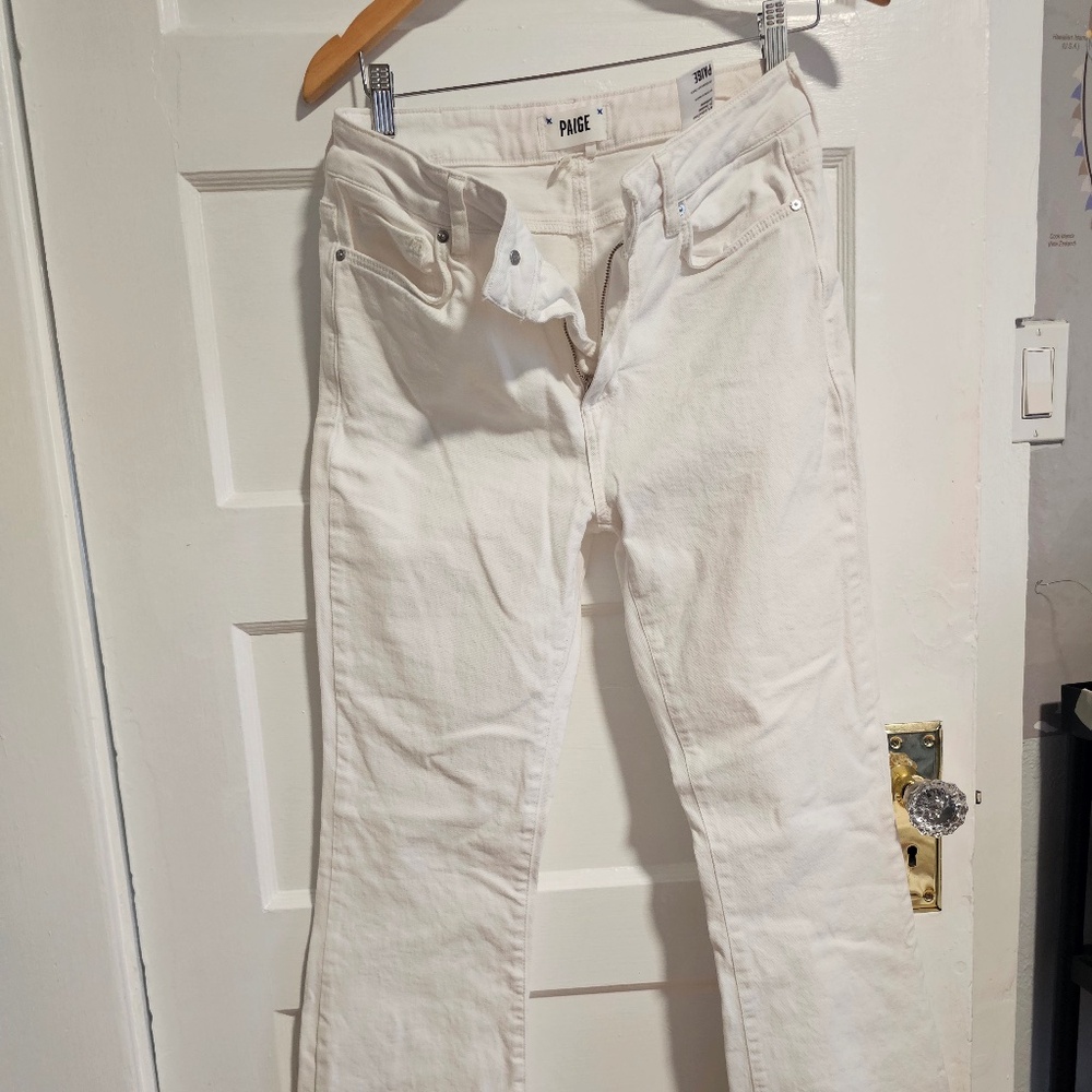 Paige Laurel Canyon White high rise Bootcut Jeans